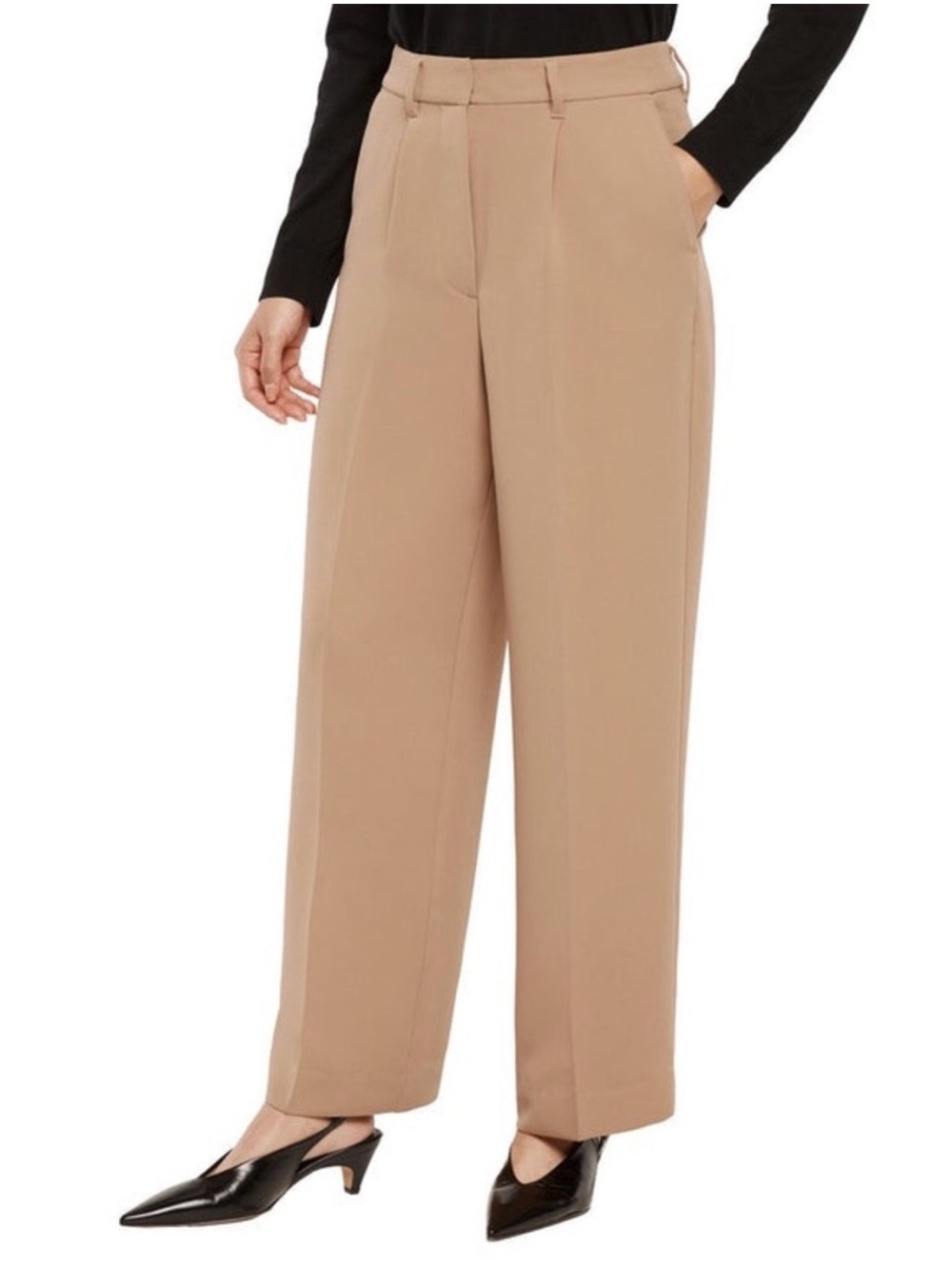 Banana Republic Beige Wide-Leg Trousers with Pleat